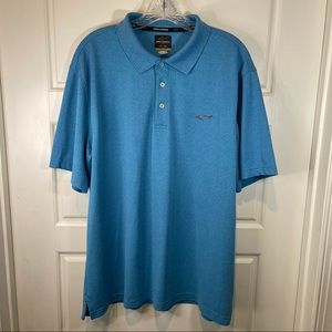 Greg Norman Polo Shirt Mens Large L Teal Blue Five Iron Tasso Elba Short Sleeve